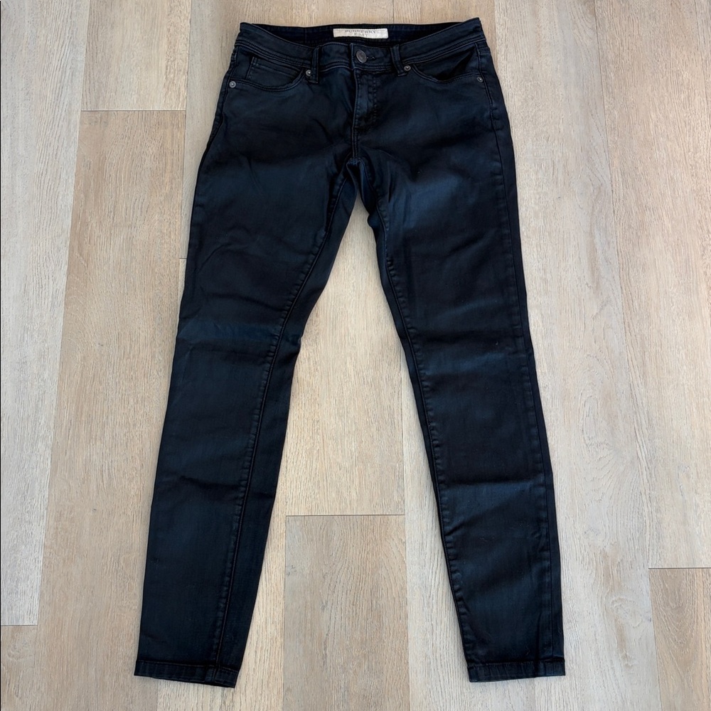 Burberry Brit Low Rise Black Skinny Black Coated Jeans Size 28 - Picture 4 of 7